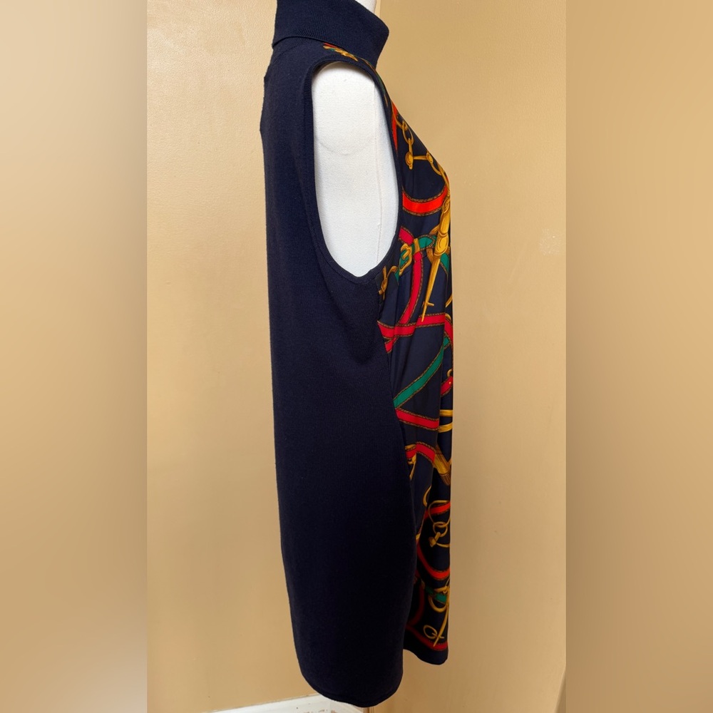 Ralph Lauren Elegant Equestrian Horse Bit Chain Print Bodycon Wool Blend Dress - Picture 5 of 11